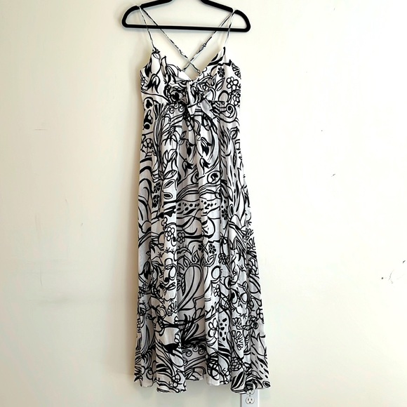 ZARA Black & White Floral Cotton Maxi Dress - Picture 1 of 15